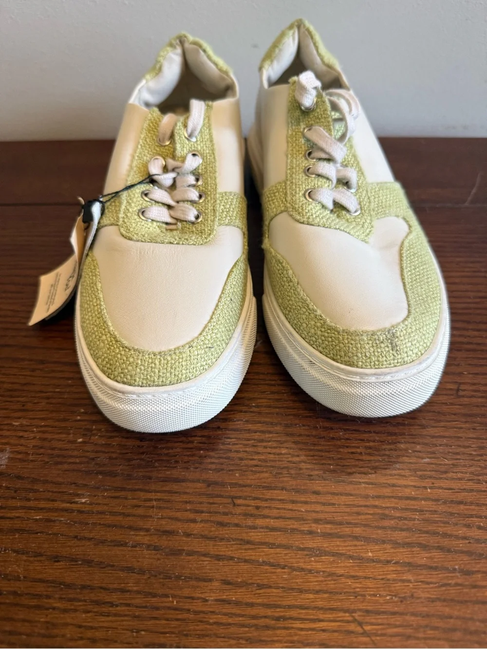 Rag & co Sneakers in Light Green fabric and White
